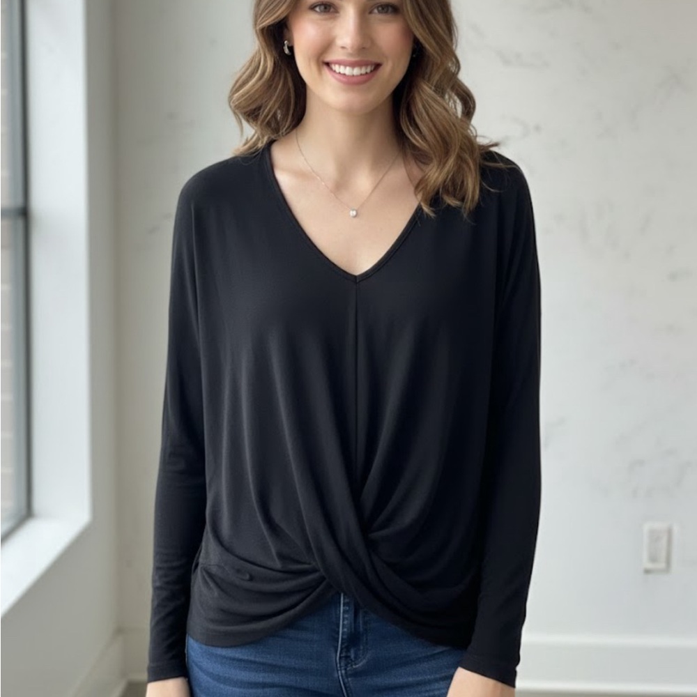 American Eagle Outfitters Black Long Sleeve Top
